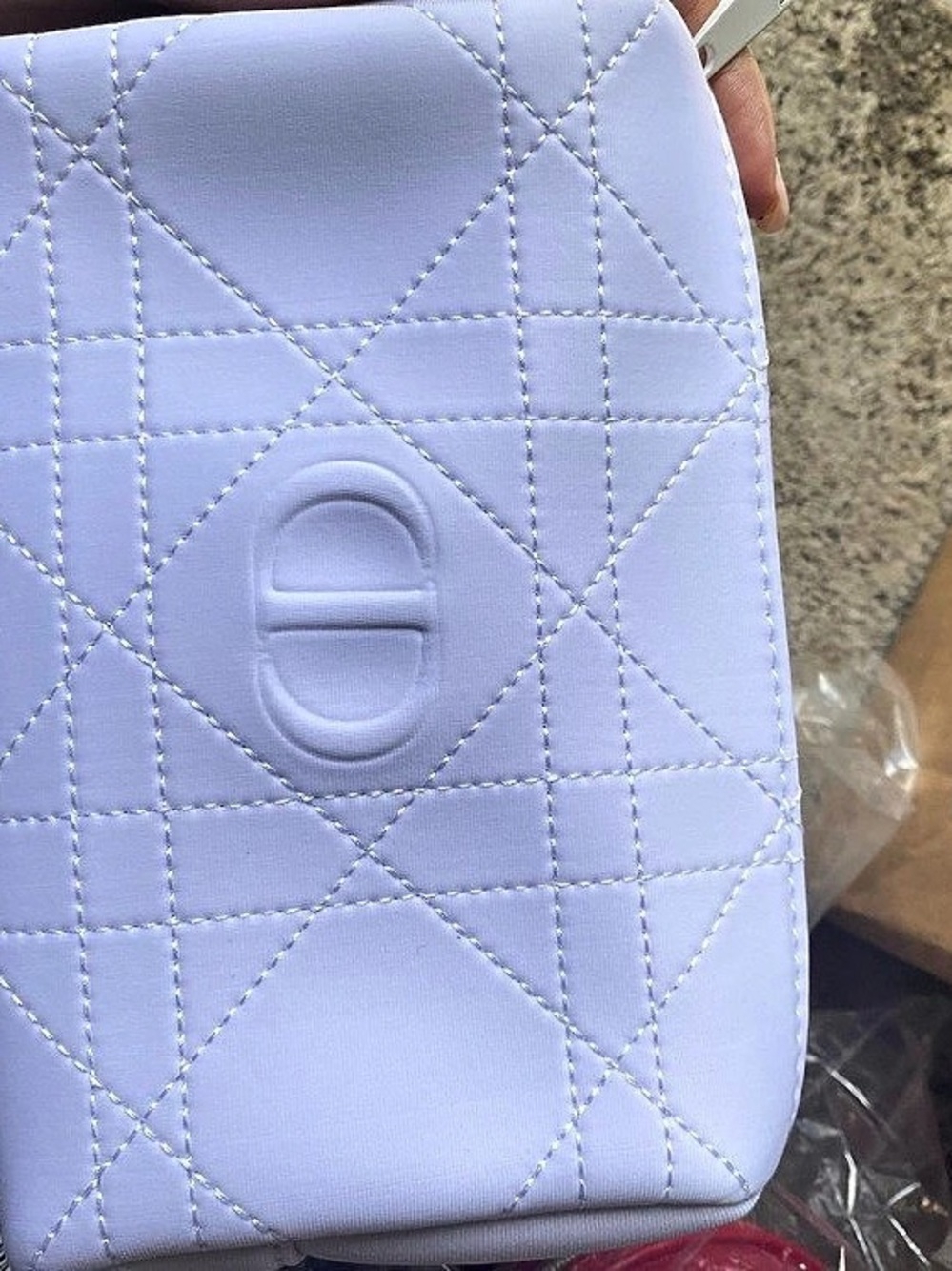 Christian Dior Quilted Cosmetic Pouch in white